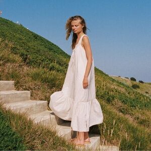 Christy Dawn The Cecilia Dress Pearl Size Medium White Crochet Sleeveless Maxi